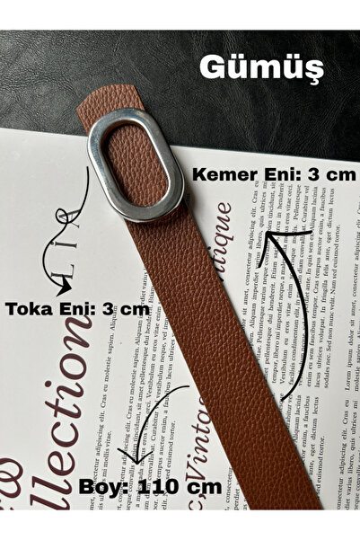 LİA KEMER Let O Letter Patterned Women's Silver Buckle Belt Jacket Belt Dress Belt Trouser Belt