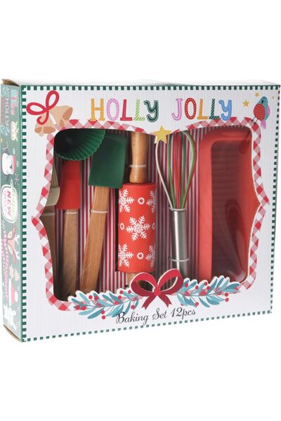 NN 12-piece baking set, Christmas pattern, Multicolor