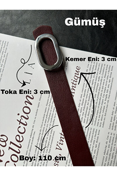 LİA KEMER Let O Letter Patterned Women's Silver Buckle Belt Jacket Belt Dress Belt Trouser Belt