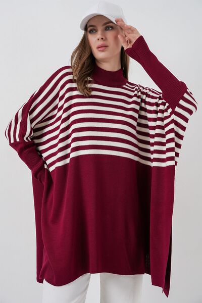 Hiccup Bdart Slit Detailed Mock Neck Knitwear Sweater