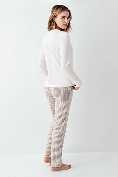 Arnetta Women's 100% Cotton Long Sleeve Striped Pattern Pajamas Set