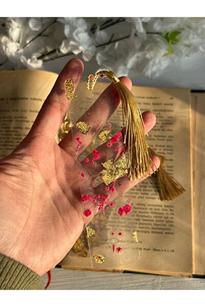 Sultan Tasarım 4 قطع من علامات الكتب البلاستيكية المصنوعة من ورق الذهب مع زهو...