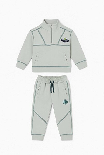 La ciel Paris Hei Green Tennis Society Unisex Children's Bottom-Top Set with Zippered Pockets