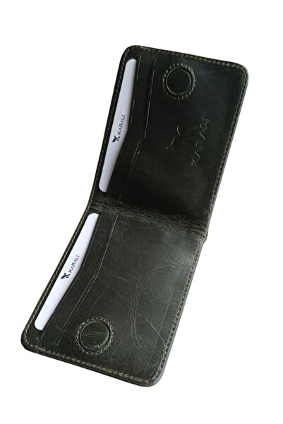 Karalı Deri Genuine Leather Magnet Cover Men's Wallet Card Holder