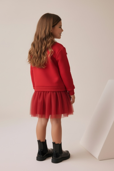 Minipodyum Φόρεμα για κορίτσια από τούλι με βελούδινο φιόγκο