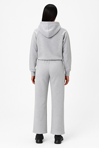 FOR YOU MODA 3 İplik Ş Fleece-Lined Women's Hooded Tracksuit Set | Gray