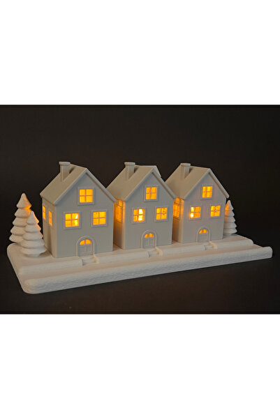 Goplast Premium Yılbaşı Christmas Led Işıklı 3'lü Ev Dekorasyon Kış manzaralı...