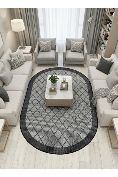 Brillant GRİ Jüt Sisal Görünüm Bordürlü Kaymaz Taban Yolluk Halı