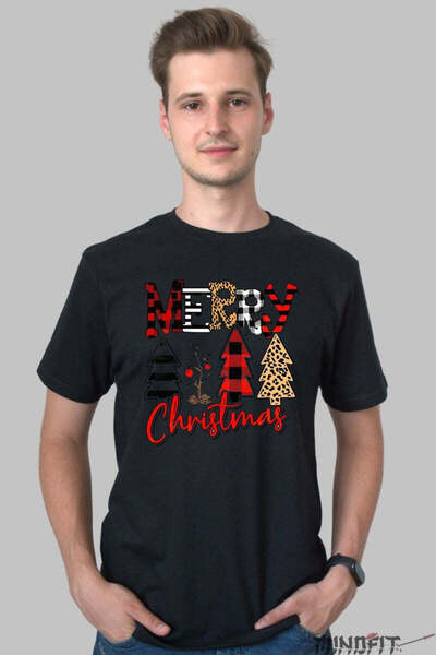 GILDAN Tricou De Craciun Merry Christmas Cu Braduti Festivi 2 Barbat