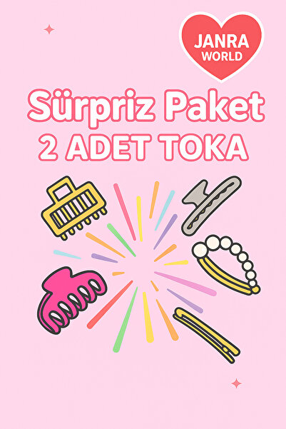 JANRA WORLD 2 Adet Sürpriz Toka Paketi – Kadın Çocuk Renkli Şık Saç Tokası Seti