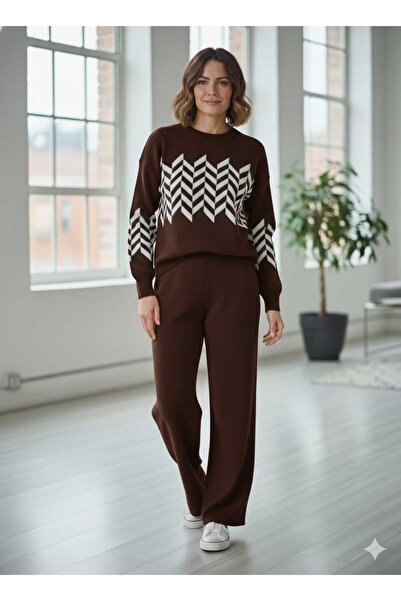 Cemre Life New Deux Zigzag Patterned Knitwear Set