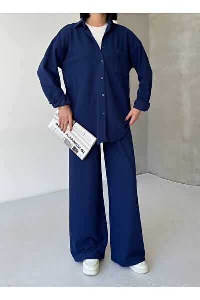 Tarzımızbir قماش مجدّل طقم ملابس إسلامية من قماش سالونيك يتكون من قميص وسروال