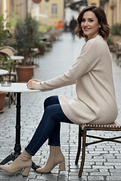 benguen Buttoned Knitwear Sweater R4474 Stone Color