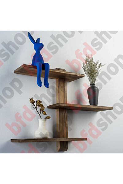 BfdShop Dekoratif Modüler 3lü Masif Duvar Rafı