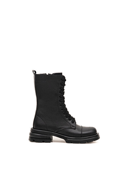 Bulls & Gulls Γυναικείες μακριές μπότες από γνήσιο δέρμα με κορδόνια μπροστά