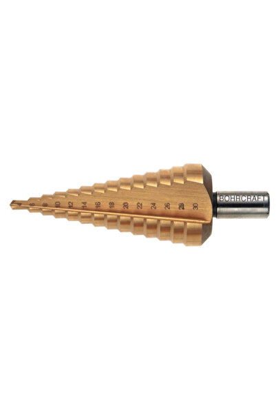 Bohrcraft Βηματικό τρυπάνι με ευθείες αυλακώσεις, τιτανιωμένο, DIM 4.0-30.0