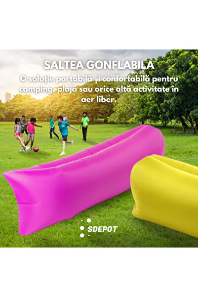 SDEPOT inflatable mattress, for camping or beach, Lazy Bag type, yellow