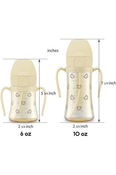 GROSMIMI Flip Top Spill Proof Sippy Cup, PPSU, BPA Free, 6 oz, Stage 2 Straw (Bear)