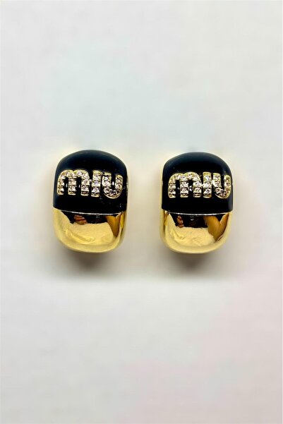 MatmazelLavinya Black Enamel Gold Earrings