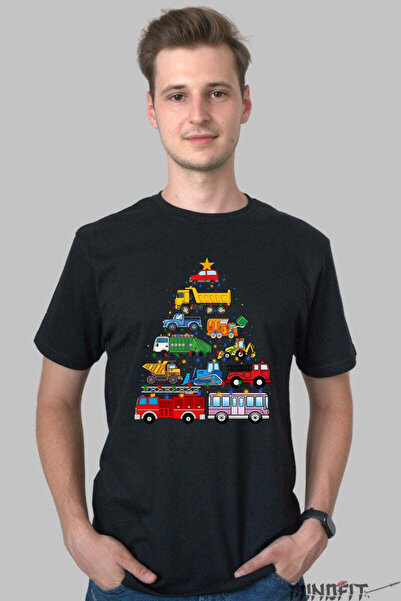 GILDAN Tricou De Craciun Brad Din Masini De Constructie Barbat