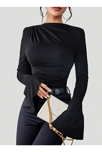 BLUE STREET تي شيرت نسائي بأكمام فولان