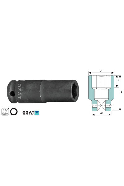 Özat Cap cheie tubulara impact 1/2'' 6 laturi, lunga 26