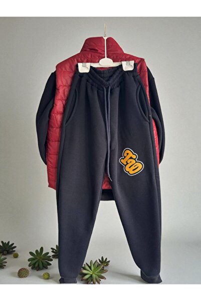 Hirazenmoda Boy's Winter 3-Piece Set – Vest Set Sports Sweat Set