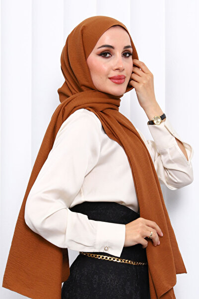 İmajButik Ταν Βαμβακερό Καστανό Σάλι Τζαζ