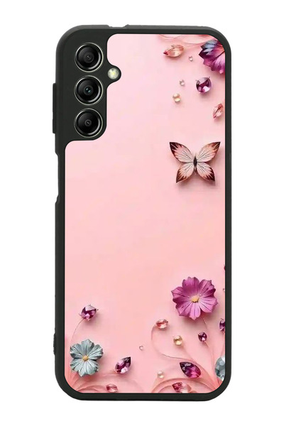 Aksel Kılıf متوافق مع هاتف سامسونج جالاكسي A14 مطبوع، أسود غير لامع، سيليكون ...