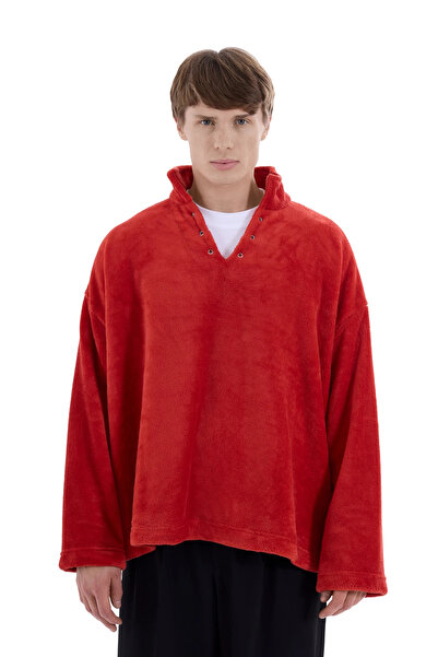 MORREZ Kırmızı Peluş Sweatshirt