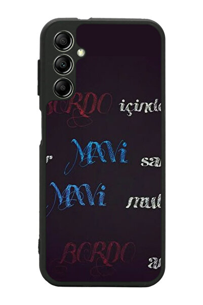 Aksel Kılıf متوافق مع هاتف سامسونج جالاكسي A14 مطبوع، أسود غير لامع، سيليكون ...