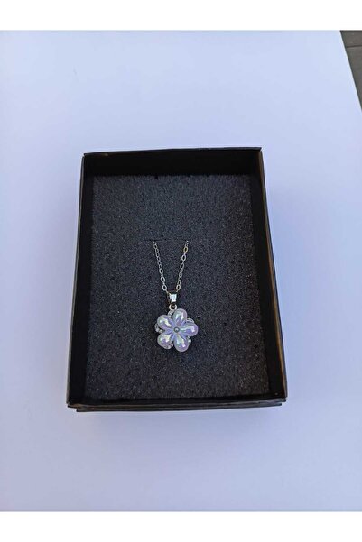 GN ACCESSORY Dönen 5 Taşlı İnci Kolye Gümüş Renk, Günlük+ Hediye