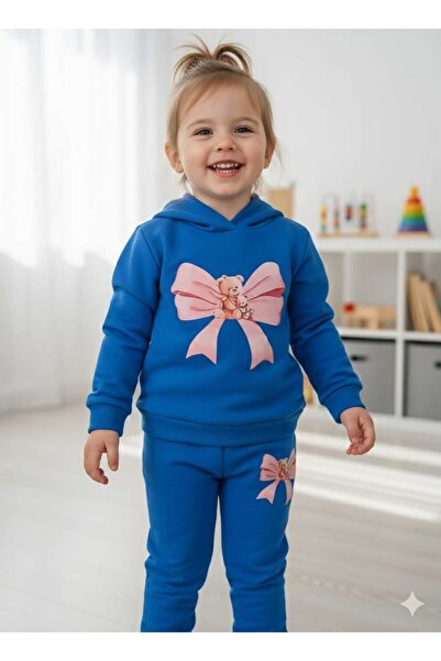 Nice Clothes Children's Hooded Tracksuit Set Unisex Pink Ribbon