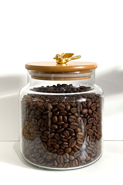 Jenisa Set of 3 Glass Jars with Bamboo Lids and Metal Bird Figures - Storage Container 635Cc