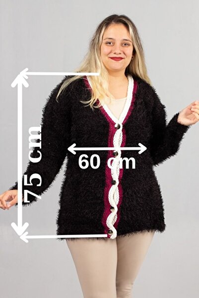 Truva XXL Bearded Knitwear Oversized Black Cardigan – Soft Texture, Comfortable Oversized Fit, Stylish Winter Style