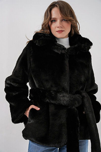 Bigdart Women's Plush Faux Fur Coat 5234 - Black