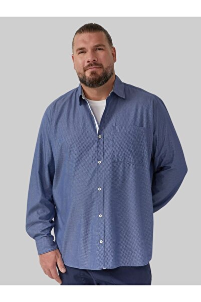 s.Oliver Big Sizes Men's big size shirt, with polka dot print and Regular fit cut, Dark blue