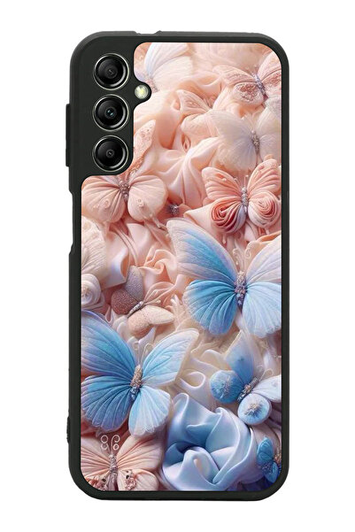 Aksel Kılıf متوافق مع هاتف سامسونج جالاكسي A14 مطبوع، أسود غير لامع، سيليكون ناعم، واقي، غطاء ممتص للصدمات، حافظة