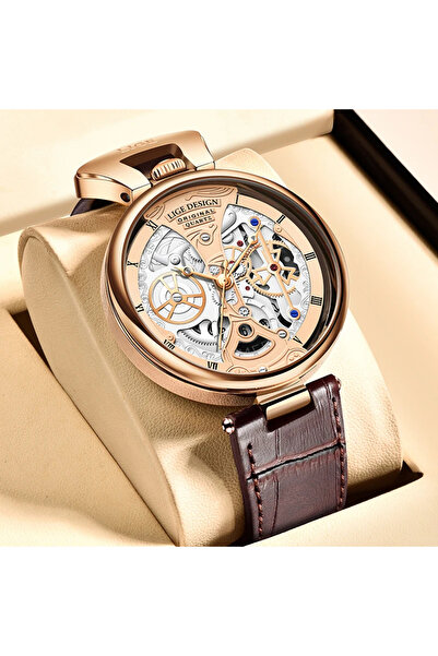 Lige Ανδρικό Ρολόι Χειρός Μόδας Κομψό Πολυτελές Χαλαζία Αναλογικό Δέρμα