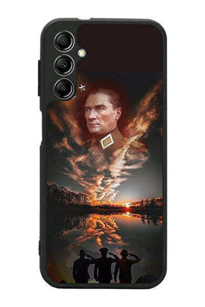 Aksel Kılıf متوافق مع هاتف سامسونج جالاكسي A34 مطبوع ، أسود غير لامع، سيليكون...