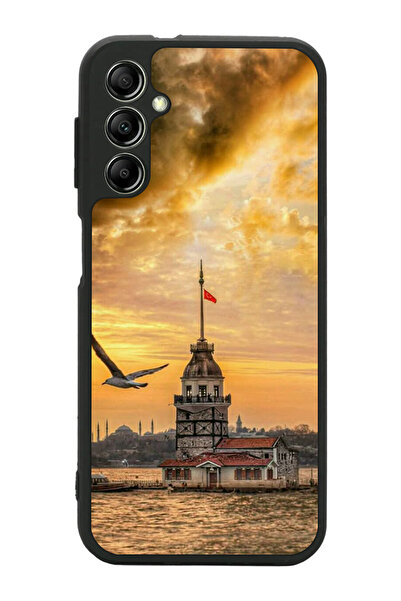 Aksel Kılıf متوافق مع هاتف سامسونج جالاكسي A14 مطبوع، أسود غير لامع، سيليكون ...