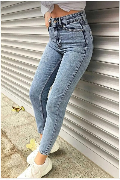kleshus بنطلون جينز موم من القطن عالي الخصر قصة ضيقة - جينز موم جديد Hsn