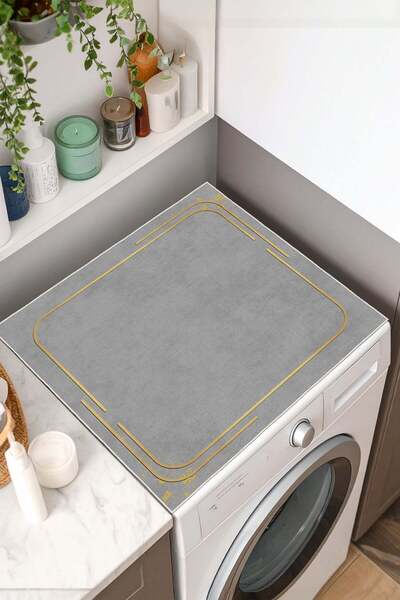 Mahita Home Yıkanabilir Kaymaz Tabanlı Çamaşır Makinesi Örtüsü Modern Kullanışlı Dekoratif Mat ÇMŞ16
