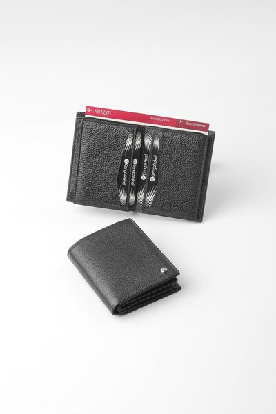 CENGİZ PAKEL Genuine Leather Men's Wallet - 13706 - Black