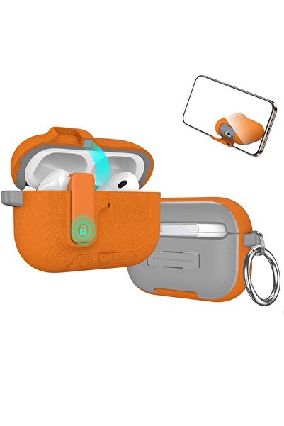 UnDePlus Apple Airpods Pro 3. Nesil ile uyumlu Kılıf Standlı Kilitli TPU Premium Matte Trip Case