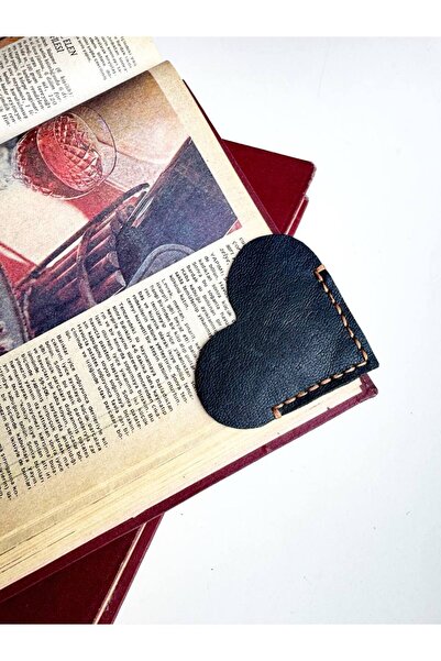 El Yapımı Kalp Deri Kitap Ayracı – Romantik ve Şık