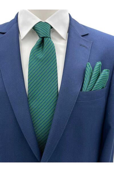 Brianze Σετ μαντήλι με ριγέ πράσινο ναυτικό μπλε 7,5 εκ.