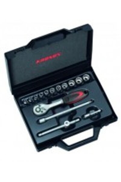 kronus 7203 Σετ καρυδάκια 6 πλευρών και αξεσουάρ 1/4 σε πλαστικό κουτί / 15 τ...