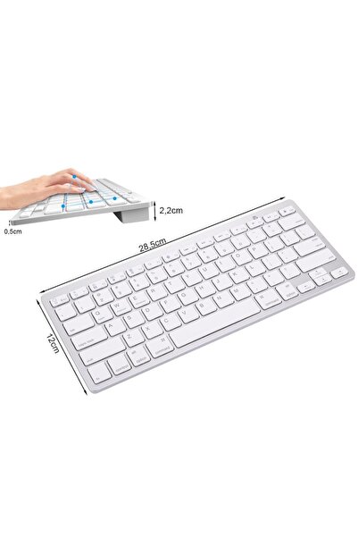 AB HOMES Wireless Keyboard Ultra Slim Bluetooth White 12x28.5cm