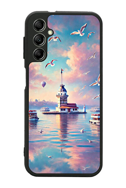 Aksel Kılıf متوافق مع هاتف سامسونج جالاكسي A34 مطبوع ، أسود غير لامع، سيليكون...